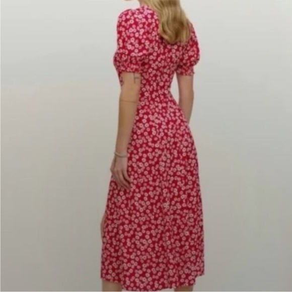 Reformation Lacey Red Midi Floral Dress Size 6 - Picture 3 of 16